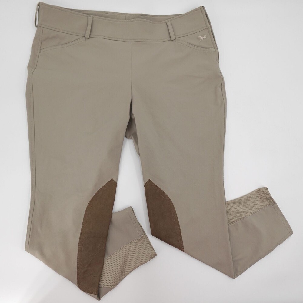 R.J. Classics Breeches Womens 34R Tan Belmont Equestrian Riding Knee Patch Nylon